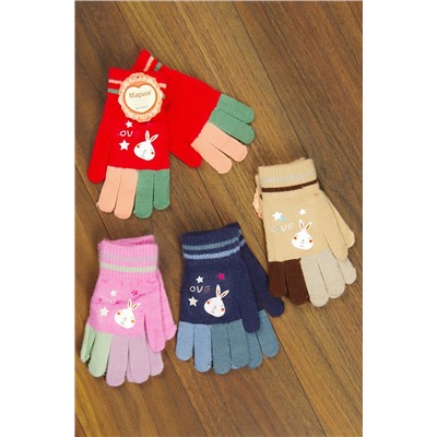 Перчатки для девочки "Ушки" (цвета в ассортименте)