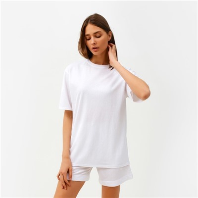 Костюм женский (футболка, шорты) MINAKU: Casual collection цвет белый, р-р 42