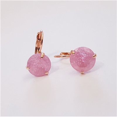 Серьги ювелирная бижутерия, коллекция "Дубай" покрытие позолота, цвет камня: розовый, арт. 847.563