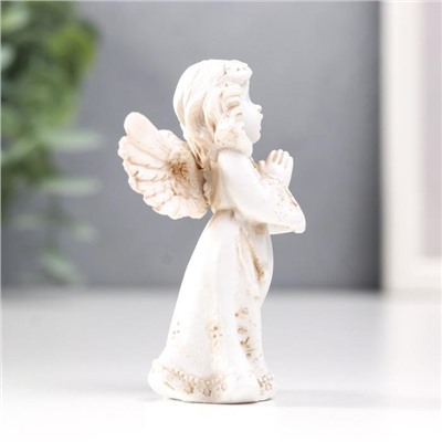 Сувенир полистоун "Девочка-ангел-молитва" серый  6,5х3,8х3 см