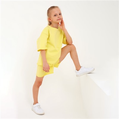 Костюм детский (футболка, шорты) MINAKU: Casual Collection цвет лимонный, рост 104