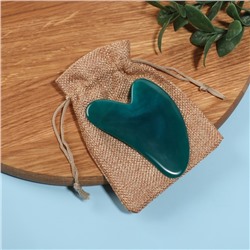Массажёр гуаша «Сердце», 8,5 × 5,5 см, цвет изумрудный