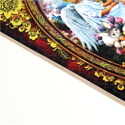 Доска разделочная пасхальная "Христос Воскресе. Девочка с ягнёнком", 19,5×27,5 см