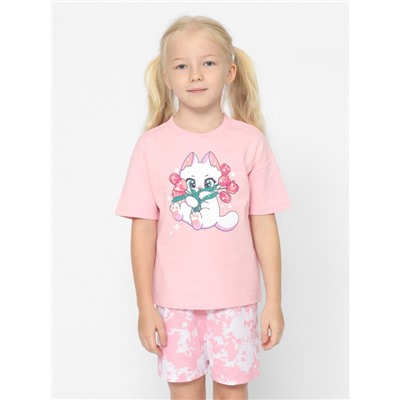 CWKG 50146-27 Комплект для девочки (футболка, шорты),розовый