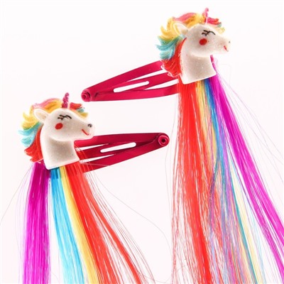 Набор прядей для волос на зажиме "Единорог", Минни Маус, 2 шт, разноцветные, 40 см МИКС