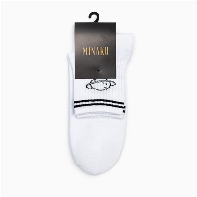 Носки MINAKU «Планета», цвет белый, размер 36-37 (23 см)