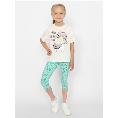 CWKG 90151-21 Комплект для девочки (футболка, брюки типа "легинсы"),экрю