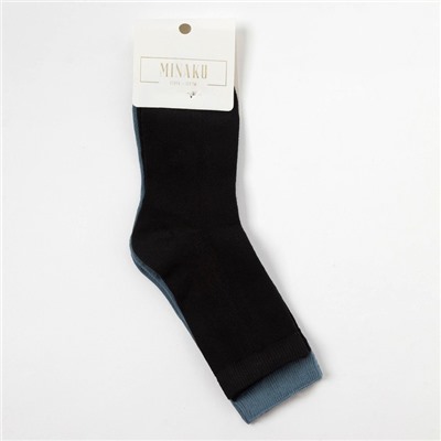 Набор детских носков 2 пары "Бамбук", 22-24 см, чёрн/син