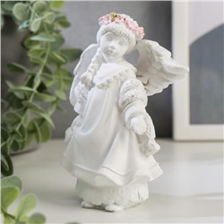 Сувенир полистоун "Девочка-ангел в белоснежном кружевном платье, с косой" 12х10х4,7 см