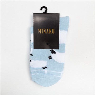 Носки женские MINAKU «Sleep», цвет белый/голубой, размер 36-37 (23 см)