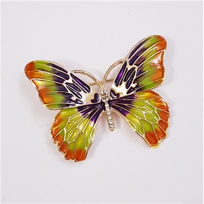 Брошь Бабочка, цвет зеленый и фиолетовый, арт.748.292