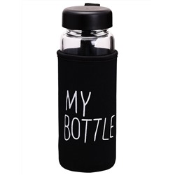 Бутылка для воды пластиковая "Просто бутылка" (в чехле) черный