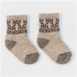 Носки детские новогодние шерстяные Organic «Снежинки», цвет молочный, размер 10-12 см (1)
