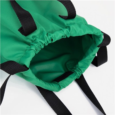 Мешок для обуви на стяжке, наружный карман, цвет зеленый