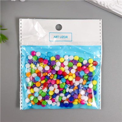 Бусины для творчества пластик "Цветные кругляшки" набор 20 гр 0,3х0,5х0,5 см