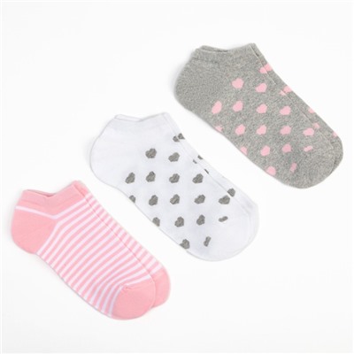 Набор носков женских (3 пары) MINAKU цвет серый/белый/розовый, р-р 38-39 (25 см)