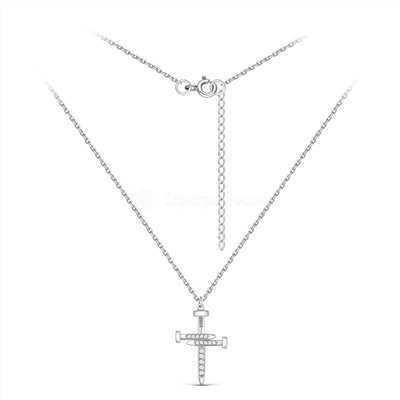 Серьги женские с гвоздиками в виде креста из серебра с фианитами родированные