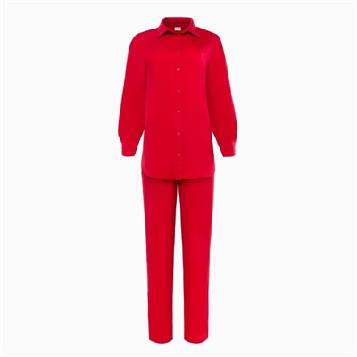 Комплект женский (рубашка, брюки) MINAKU: Silk pleasure цвет красный, р-р 50