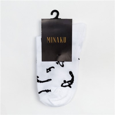 Носки женские MINAKU «Рыбки», цвет белый, размер 38-39 (25 см)
