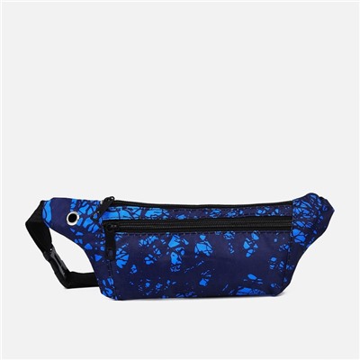 Поясная сумка на молнии, наружный карман, разъем для USB, цвет синий