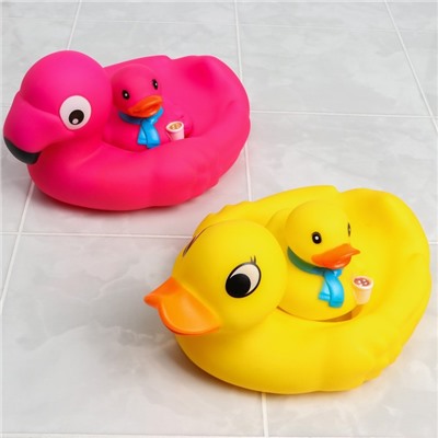 Набор игрушек для игры в ванне «Фламинго / Уточка», мыльница + 1 игрушка, виды МИКС