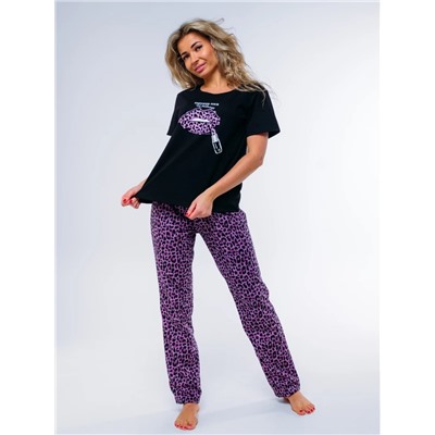 Пижама Кассандра фиолетовый (брюки) (кулирка)