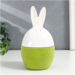 Сувенир керамика "Кролик-яйцо" зелёный флок 15,8х8,5х8,5 см