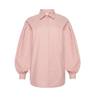 Рубашка женская с объёмными рукавами MINAKU: Casual Collection цвет темно-розовый, р-р 42