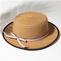 Шляпа для девочки MINAKU "Леди", размер 52-54, цвет бежевый