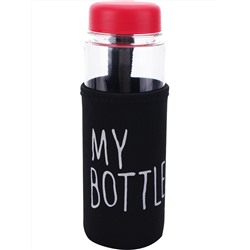 Бутылка для воды пластиковая "Это моя бутылка" (в чехле), чёрная, 500 мл, 20*7*7