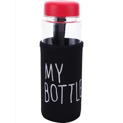 Бутылка для воды пластиковая "Это моя бутылка" (в чехле), чёрная, 500 мл, 20*7*7