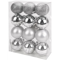 Набор ёлочных шаров 12 шт Чудеса, 6 см, серебряный с узором