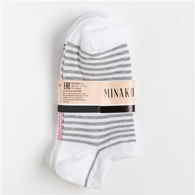 Набор носков женских (3 пары) MINAKU цвет белый/розовый, размер 36-37 (23 см)