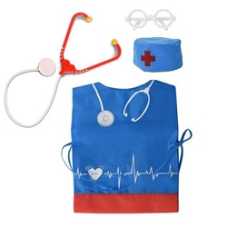 Набор «Медик» из 4 предметов: накидка, колпак, стетоскоп, очки (15шт)