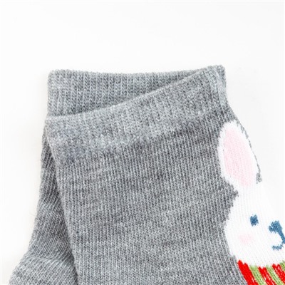 Носки детские «Зайка с шарфом» цвет серый, размер 12-14