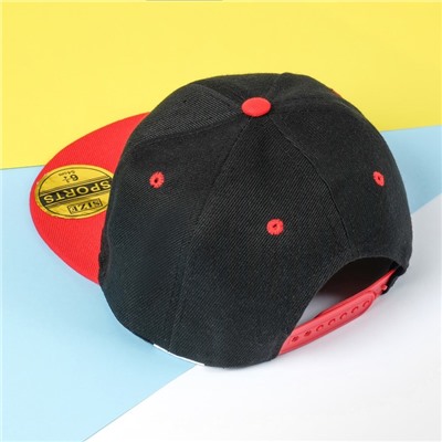 Бейсболка с прямым козырьком для мальчика MINAKU, размер 56, цвет чёрный/красный