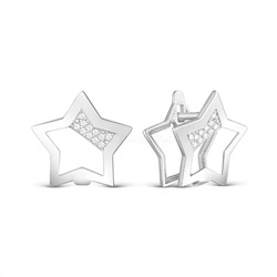 Серьги женские из серебра с фианитами родированные - Звёзды С-4497-Р