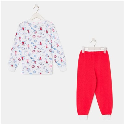 Пижама для мальчика НАЧЁС, цвет белый/красный, рост 98 см