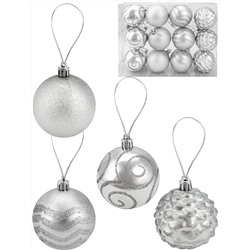 Новогоднее украшение Набор ёлочных шаров "Триумф" 12 шт, 7 см, серебристый