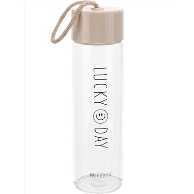 Бутылка для воды стеклянная "Хороший день", белая, 450 мл, 25*9*9