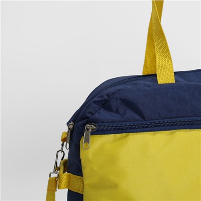 Сумка спортивная, отдел на молнии, 2 наружных кармана, длинный ремень, цвет синий/жёлтый